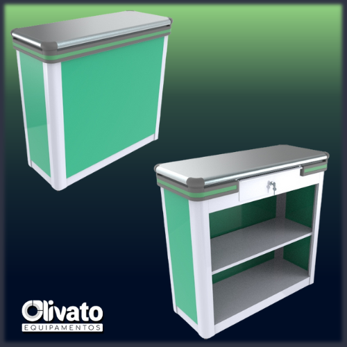 Balcão Fiscal Modelo Luxo - Tampo Aço Inox